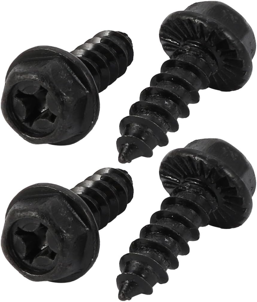 M6x20mm Iron Zinc Plated Self-Tapping Hex Flange Phillips Drive Blot Screw 4pcs