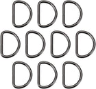 LinkMejor 10pcs Metal D Ring 1.6"(40mm) D-Rings Buckle for Hardware Bags Belts Craft DIY Accessories Black