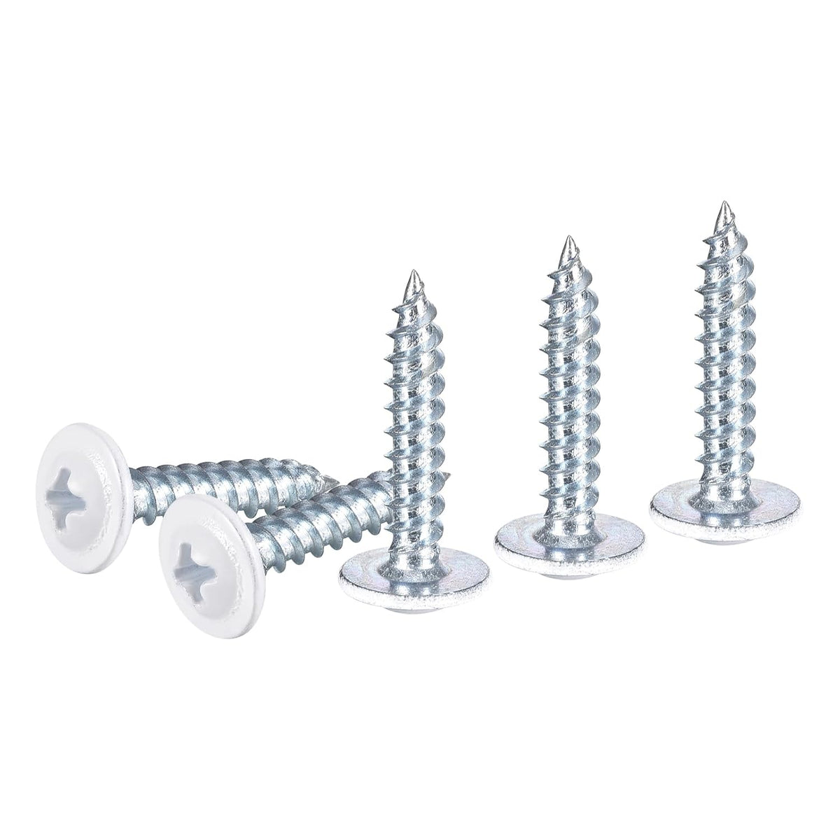 50Pcs #8x3/4 Phillips Head Self Tapping Screws, Carbon Steel Flat Head High Strength Quick Tapping Screws Wood Screw for Wood, Metal, Plastic, White