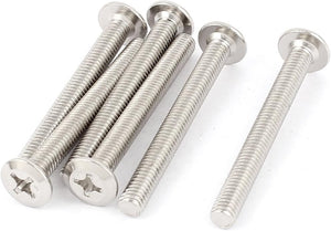 M6x55mm Male Thread Phillips Flat Head Bolt Screw Suitable for Double Bed Furniture TV Rack Wall Hanging 6pcs