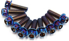 10pcs Colorful M6 Motorcycle Titanium Tone Hexagon Bolts Fastener Clips Screws