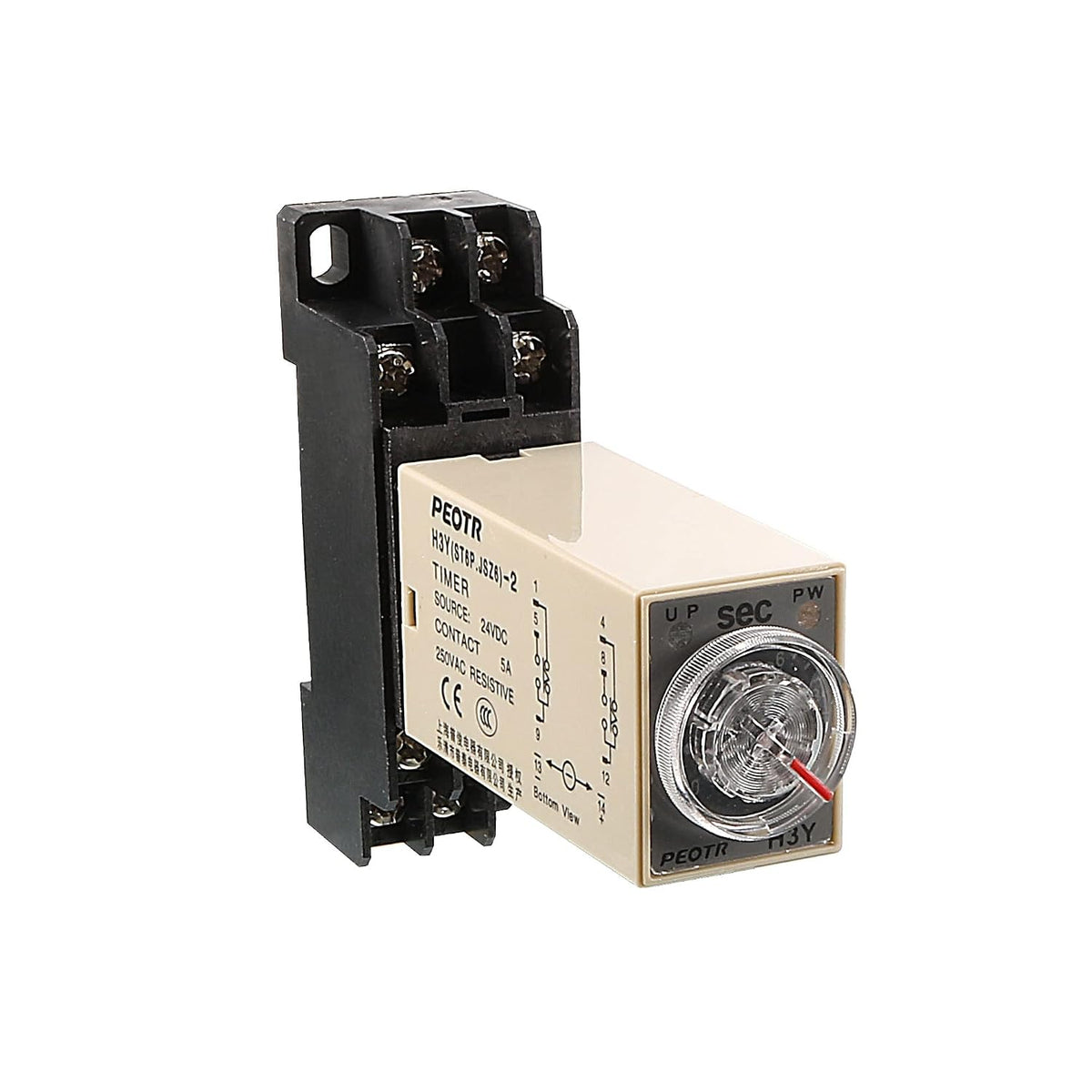 Rotary Knob Control DC 24V DPDT 0-10 Second Power on Delay Timer Relay