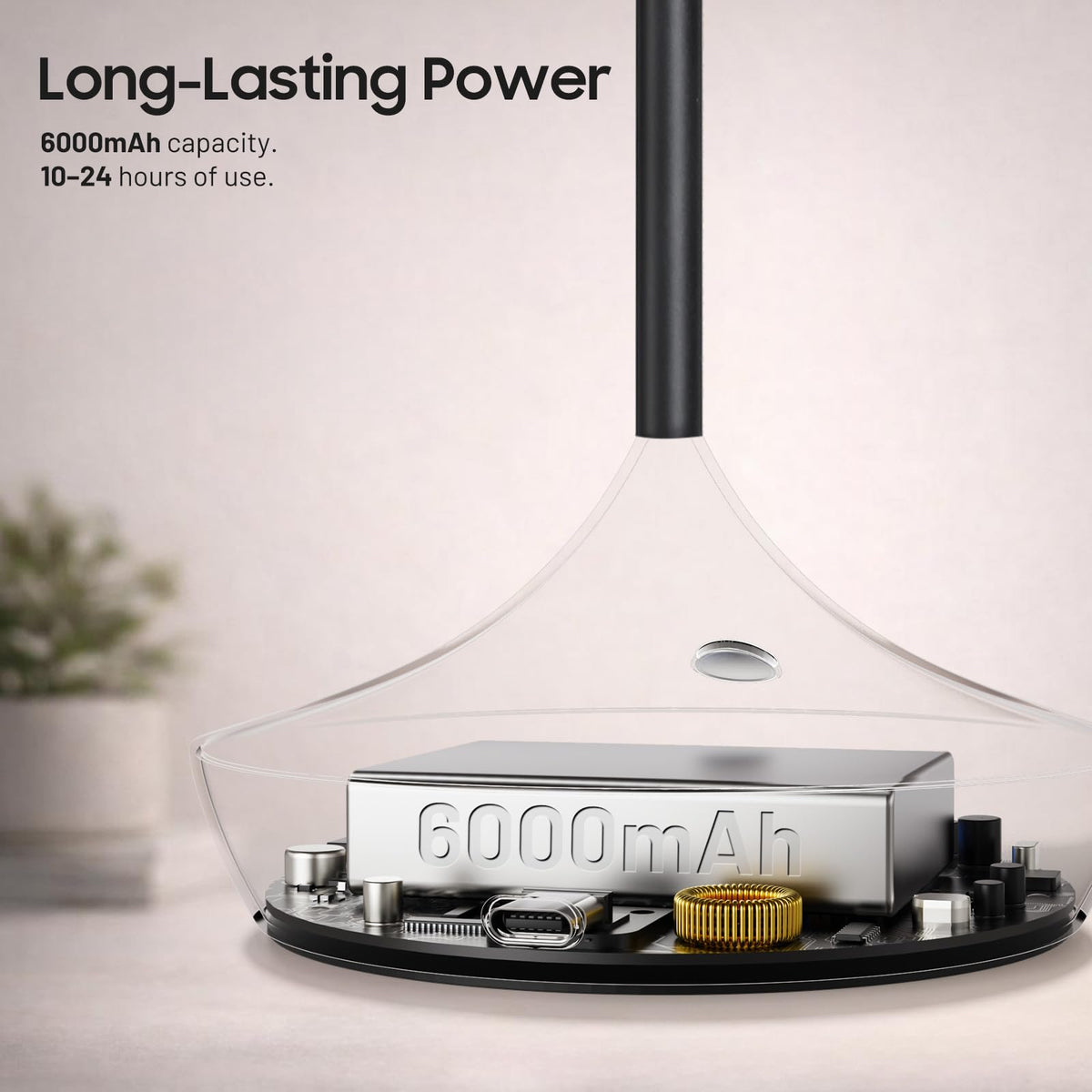 2 Pack Cordless Table Lamp, Rechargeable 6000mAh Battery Table Light