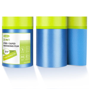 2 Rolli Film di Mascheratura Pre-Adesivo per Dipingere, Pellicola di Plastica con Nastro