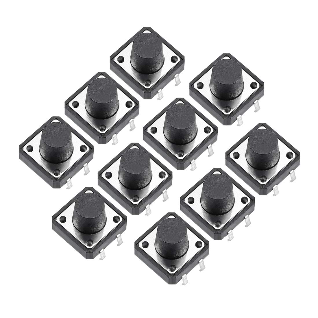 12x12x8mm Panel Mini PCB Momentary Tactile Tact Push Button Switch DIP Black Gray 10PCS