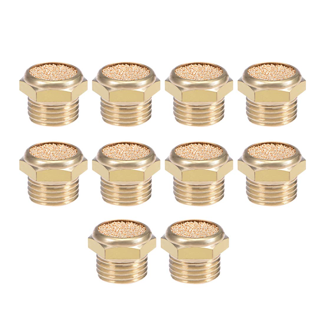 1/4 PT Sintered Bronze Exhaust Muffler with Brass Body Flat 10pcs
