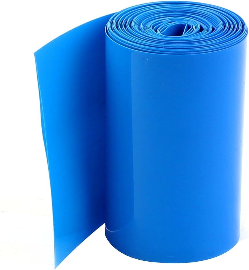 5Meters 70mm Width PVC Heat Shrink Wrap Tube Blue for 4 x 18650 Battery Pack