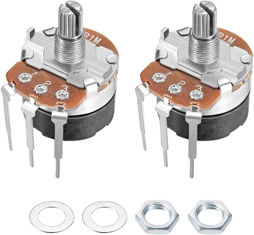 WH138 Potentiometer with Switch 1M Ohm Variable Resistors Single Turn Rotary Carbon Film Taper 2pcs