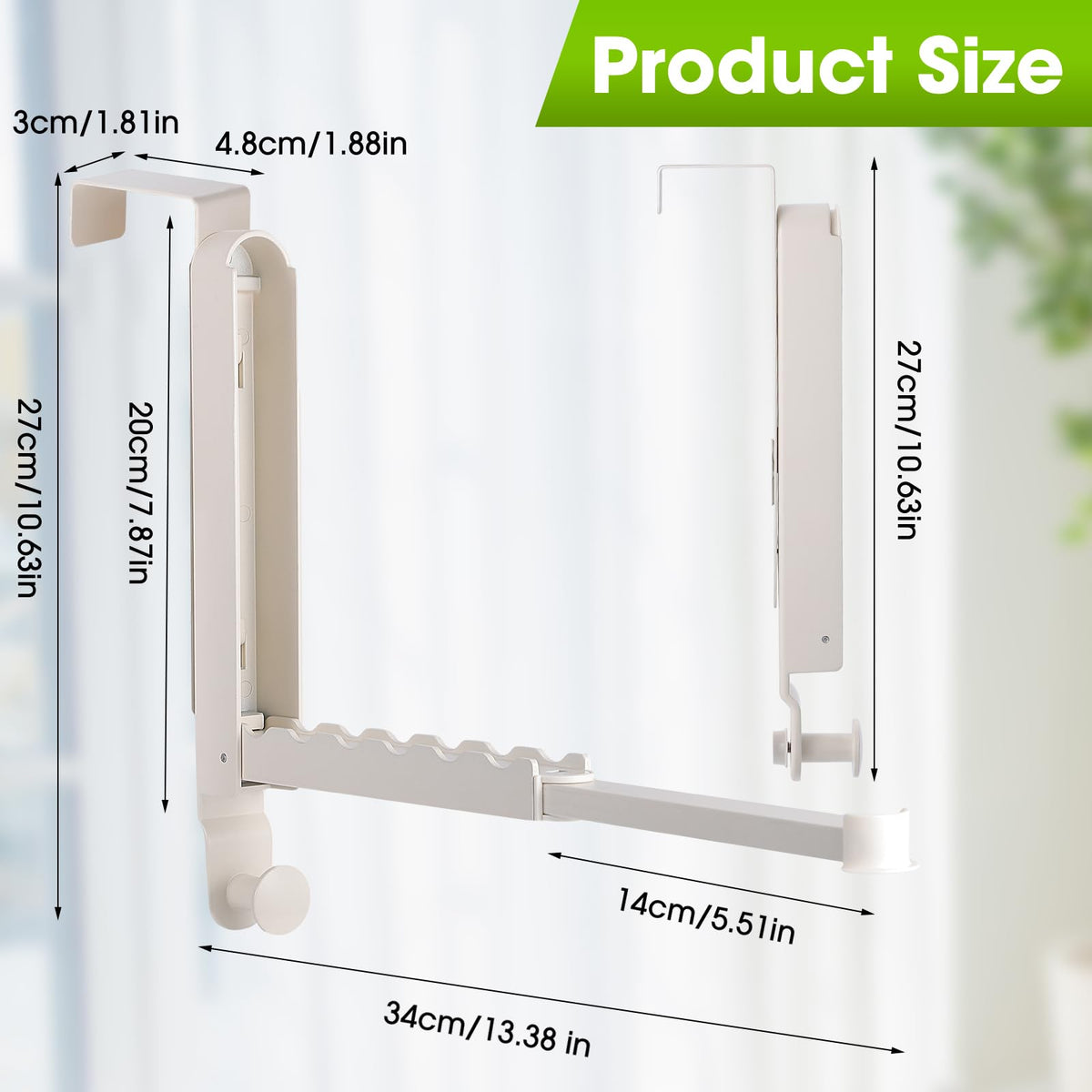 Rack de séchage sur la porte, 2 Pack White Pliable Housse de vêtements Hooks