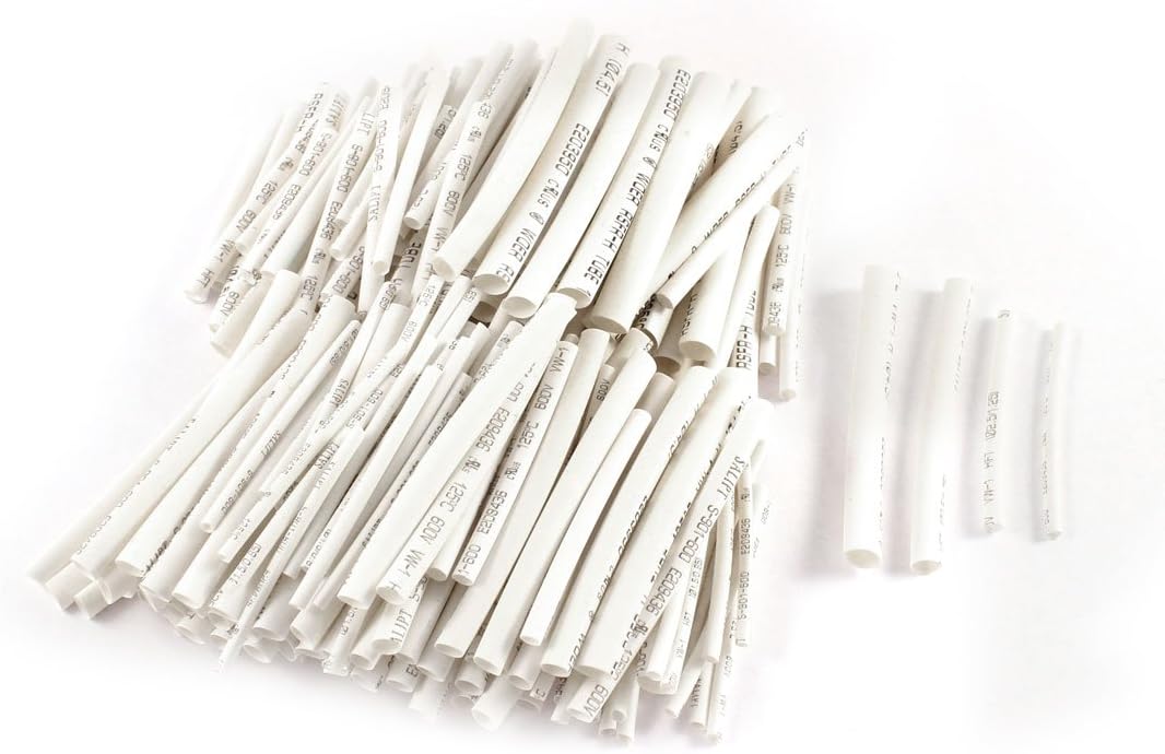 200 Pcs 4 Sizes Polyolefin Heat Shrink Tubing Cable Sleeve White