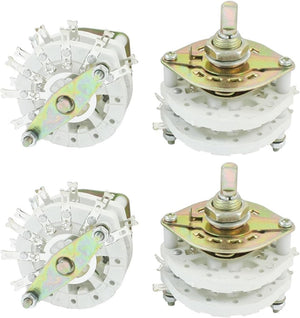 4pcs 10mm Mount Hole Dia 2P6T 2 Deck 14Pins Band Channel Rotary Switch