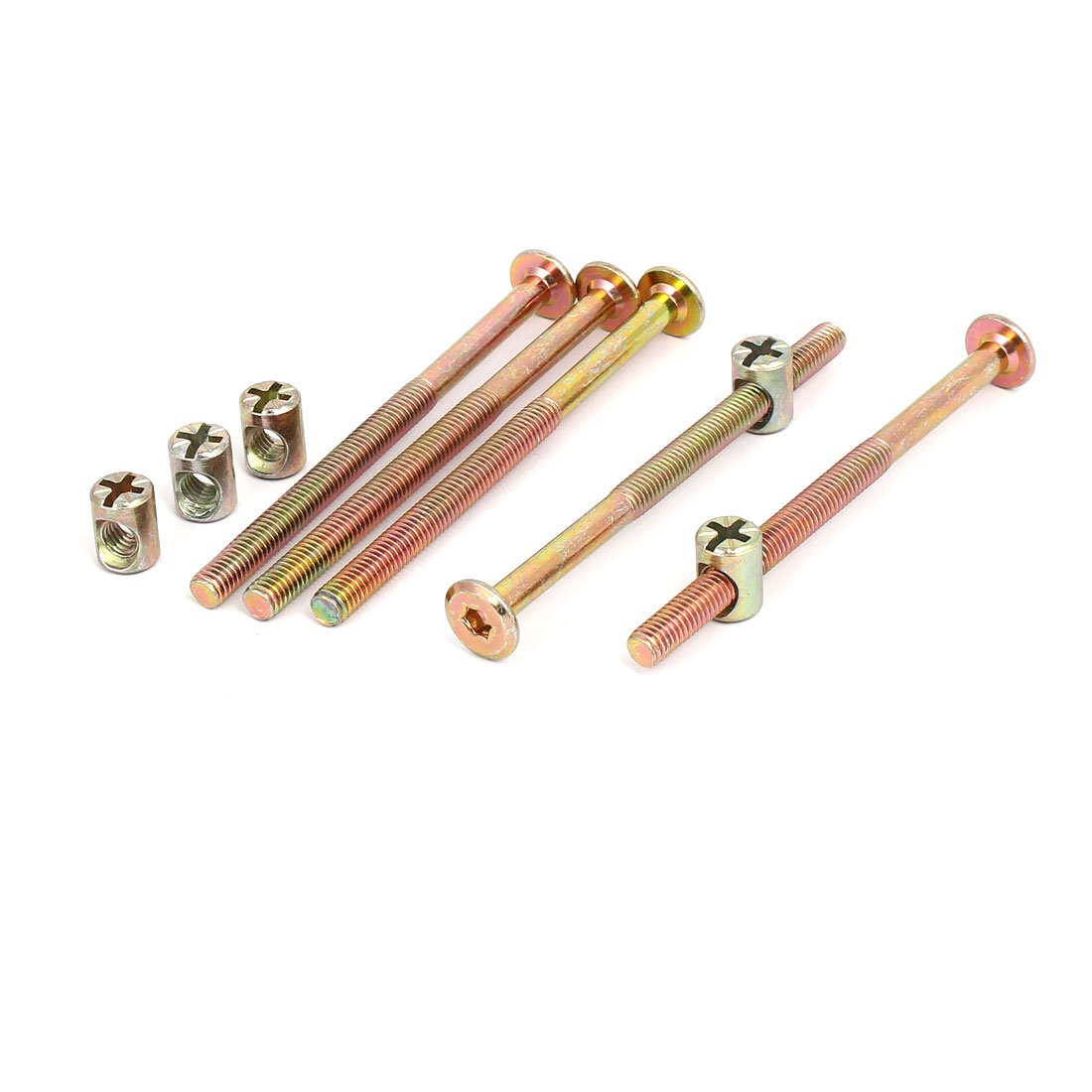 a16110800ux0728 M6x90 mm 58 mm Half Thread Hex Socket Drive Furniture Bolts w Barrel Nuts 5 Sets (Pack of 5)
