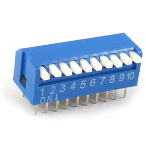 a11060300ux0086 2.54 mm Pitch 10 Position Piano Type DIP Switch Blue 10 Piece, 0.51" Width, 1.06" Length