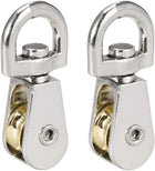 1/5" Lifting Crane Swivel Hook Single Pulley Block Hanging Wire Towing Wheel Zinc Alloy 2pcs