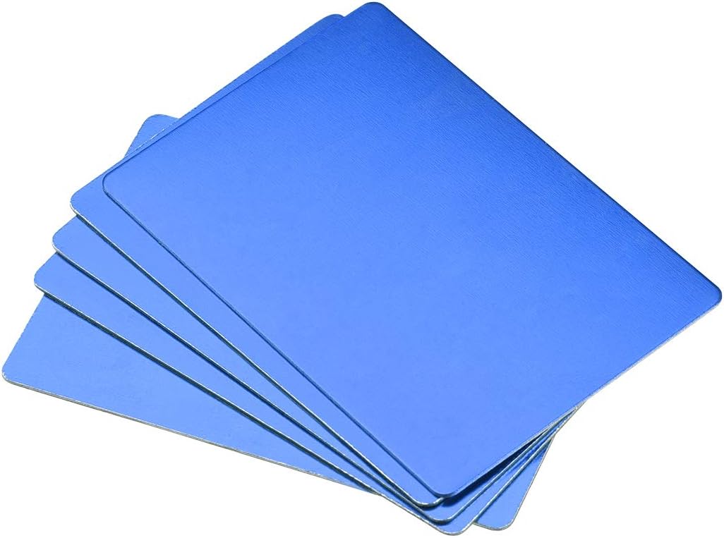 Blank Metal Business Card 80x50x0.6mm Anodized Aluminum Plate for DIY Laser Printing Blue 5 Pcs