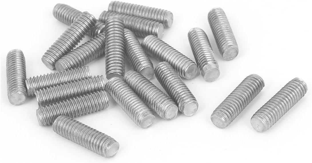 M6 x 20mm Male Threaded 304 Stainless Steel Rod Bar Stud Silver Tone 20 Pcs