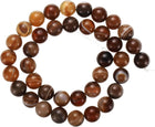 Mixed Brown Agate Beads 10mm Natural Gemstone Beads, Smooth Round Loose Beads for Bracelet Jewelry Making DIY (1 Strand - 37pcs)