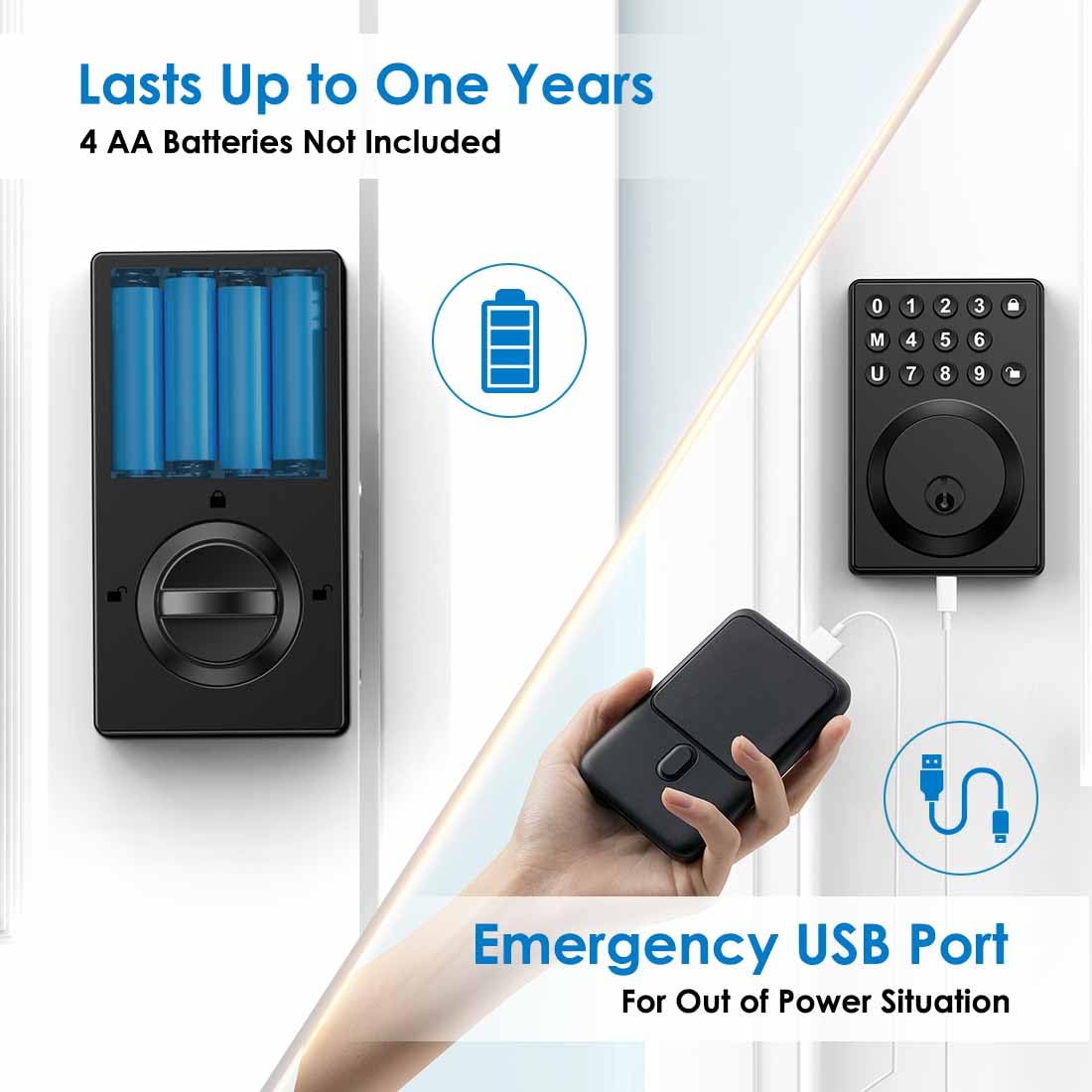 Kunci Masuk Depan Pintu Dengan Tombol Kunci Tanpa Kunci Putih Hitam dengan Program yang Diperkenalkan Terbaru dan Mudah Dengan Kunci Auto Lock Instalasi Mudah 2 Kunci Cadangan