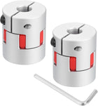 2pcs D30 L35 10mm to 12mm Flexible Plum Shaft Coupling Aluminum Motor Connector Flexible Spider Coupler for 3D Printer CNC Machine and Servo Stepper Motor (Silver Tone/Red)