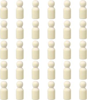 50 Pack Wood Peg, 1.5 Inch Girl-Shape Wooden Peg People, Unfinished Wooden Peg People Bodies Figures for DIY Art Craft Painting