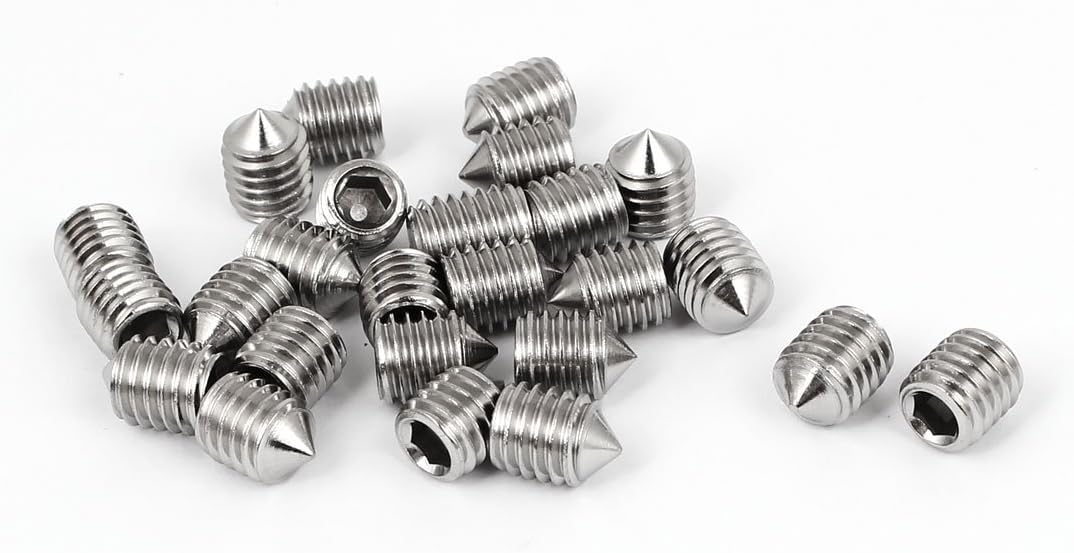 M8x10mm Stainless Steel Cone Point Hexagon Socket Grub Screws 25pcs