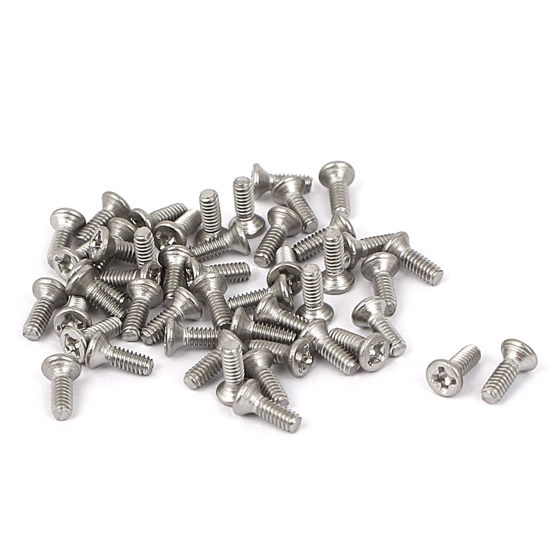 M2-0.4 x 6mm Fine Thread 304 Stainless Steel Phillips Flat Countersunk Head Machine Screws 50pcs
