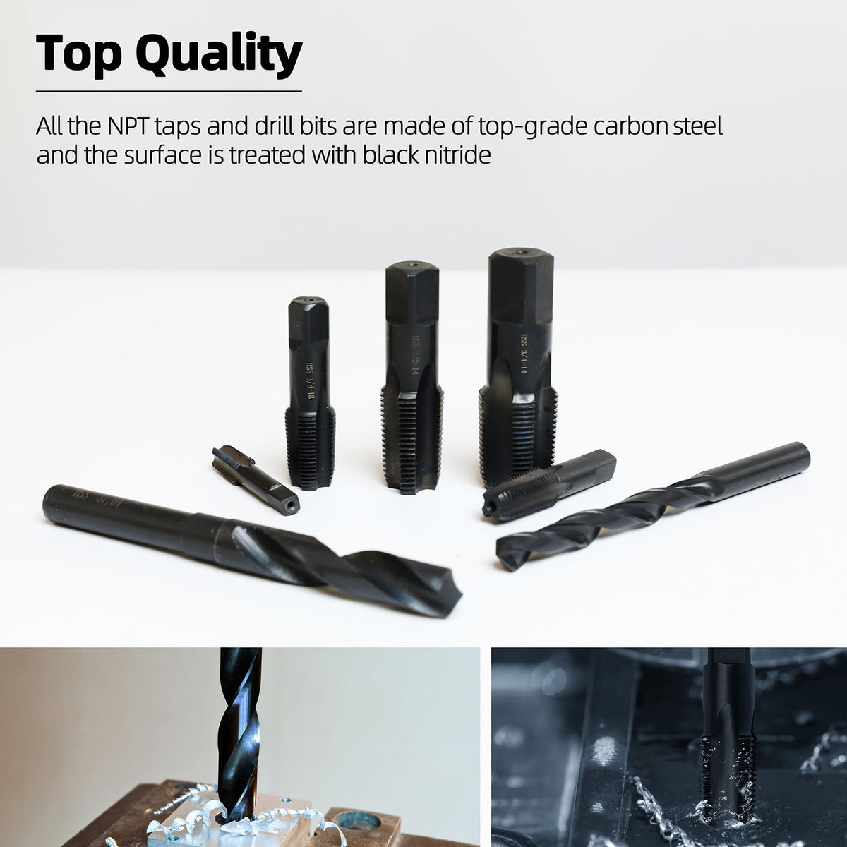 1/4-18 NPT Pipe Tap and 7/16" Drill Set,Hand Threading Plumbing Tap Set