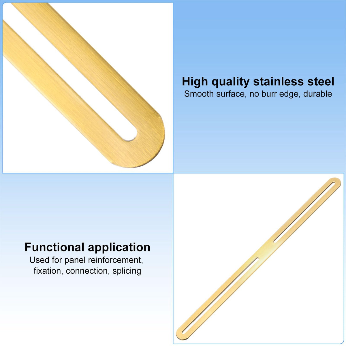 LinkMejor 2-Pack Vlak Reparatieplaat Ondersteuning 14.17x0.94in, Goud
