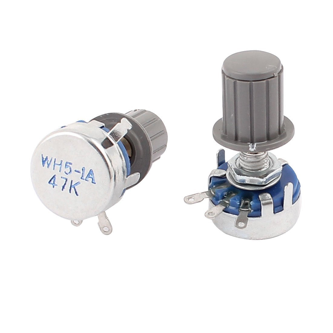 2Pcs WH5-1A 47K Ohm Round Shaft Carbon Linear Potentiometer W Knob on