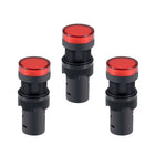 Indicator Lights AC/DC 12V Pilot Light Red LED, Flush Panel Mount 5/8" 16mm 3Pcs