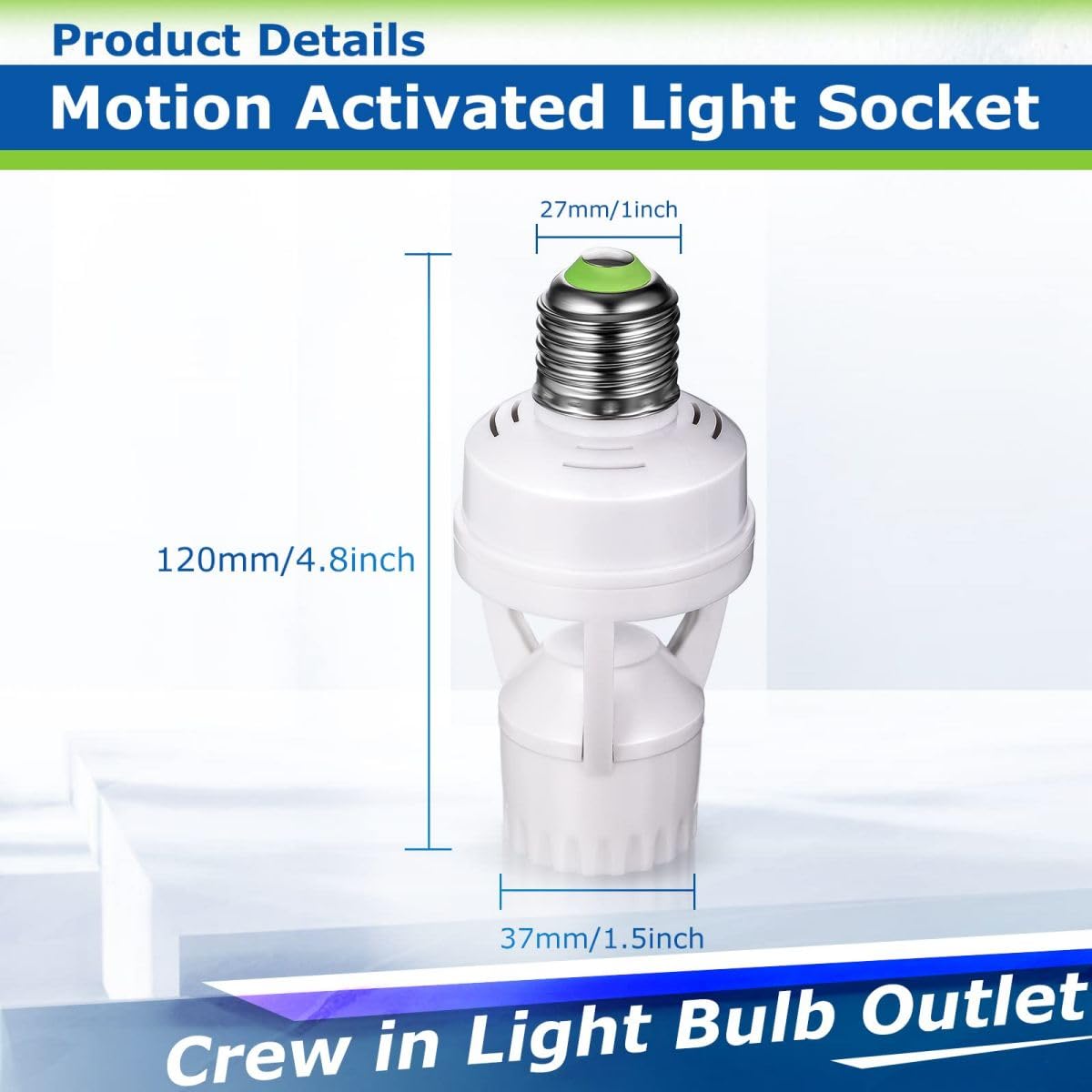 Zasilacz do żarówki z czujnikiem ruchu PIR Smart Screw w gniazdu żarówki, kompatybilny z adapterem E26/E27, automatyczne sterowanie, do garażu i pomieszczeń magazynowych (4 sztuki)