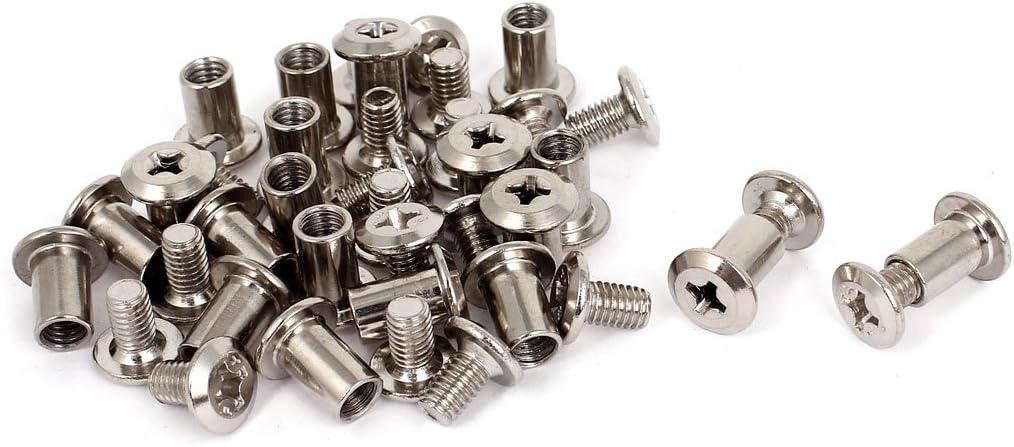 Screw Post Male M6x12mm Belt Buckle Binding Bolts Leather Fastener 20 Sets