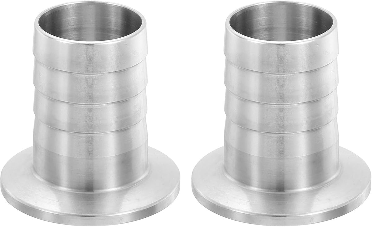 2Pcs 1" x 1" Hose Barbed Adapter, 304 Stainless Steel Hose Pipe Fitting Sanitary Adapter for Vacuum Systems, Industrial Pipe Connections, Silver