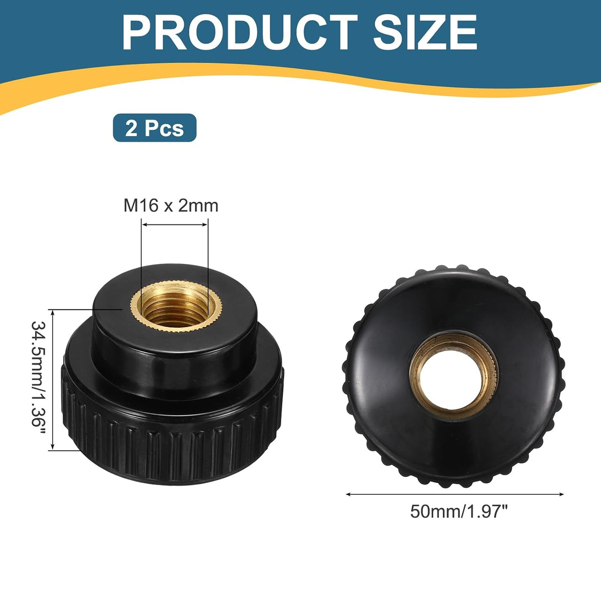 2개 세트의 너트형 너트, M12 x 40mm, 구멍을 통과하는 둥근 너트, 3D 프린터 부품용 구리 코어 잠금 너트, 공구용(블랙)
