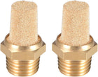 Brass Exhaust Muffler, G1/4 Male Thread 19/32" Hex Sintered Air Pneumatic Bronze Muffler with Brass Body Protruding 2pcs
