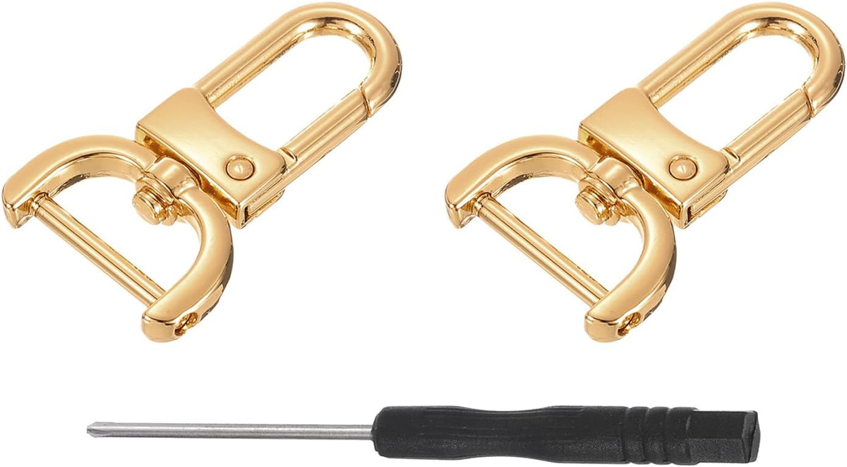2Pcs Swivel Clasps Hook, 19mm 0.75" Detachable Snap Metal Lobster Claw Clasp Hook with Screwdriver for Purse Keychain DIY Craft, Gold