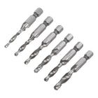 Combination Drill and Tap Bit Set, 6-32 8-32 10-3210-24 12-24 1/4-20 High Speed Steel 4341 Spiral Flute Drilling Tapping Tool 1/4" Hex Shank 6pcs