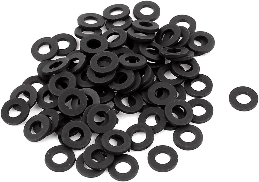 4mm x 8mm x 1mm Insulation Nylon Flat Spacer Washer Black 100pcs
