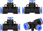 Plastic Tee Push To Connect Tube Fittings 15/64" -5/32" OD Push Lock Blue(6-4mm) 4pcs