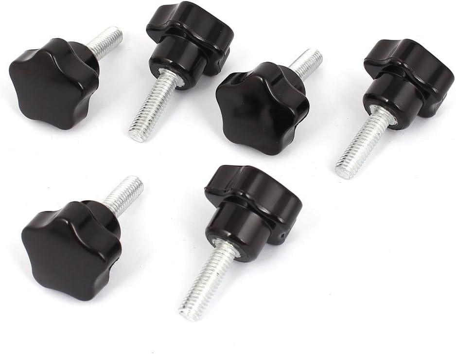 M6x20mm Male Thread Screw on Plastic Star Head Clamping Knob Grip 6pcs