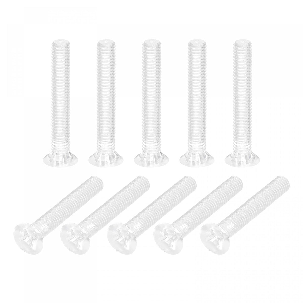 M6 x 25mm Kunststoff Phillips Maschinenschrauben, PC Flachkopf Maschinenbolzen Transparent 25Stück