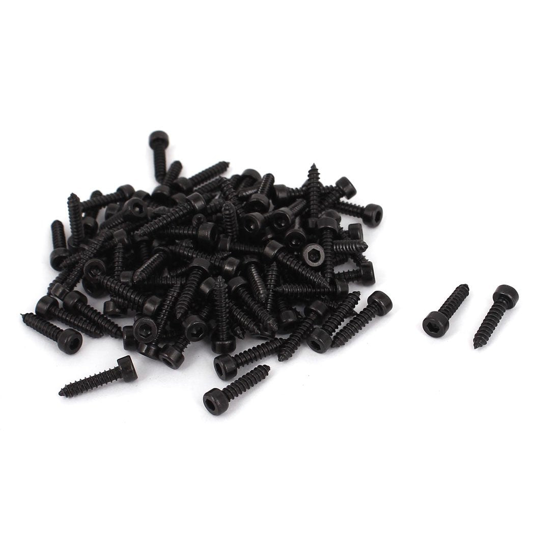 2.6mm x 12mm Threaded Carbon Steel Hex Head Self Tapping Screws 100pcs