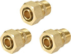 Brass Compression Tube Fitting Connector Adapter 18mm Tube OD X 1/2 G Male Gold Tone 3pcs