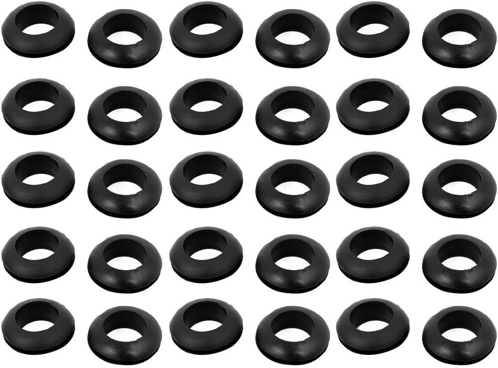 30 PCS 14mm Inner Dia Double Sides Rubber Wire Grommets Gasket Ring Cable Protector Black