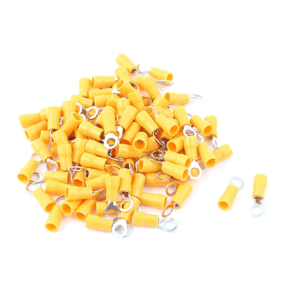 2-4S Wire Connector Ring Crimp Terminal 16-14AWG with 100 Piece, Yellow