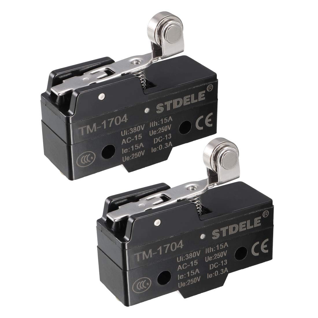 2PCS TM-1704 SPDT 1NO+1NC Panel Mount Short Hinge Roller Lever Type Micro Limit Switch Screw Terminals