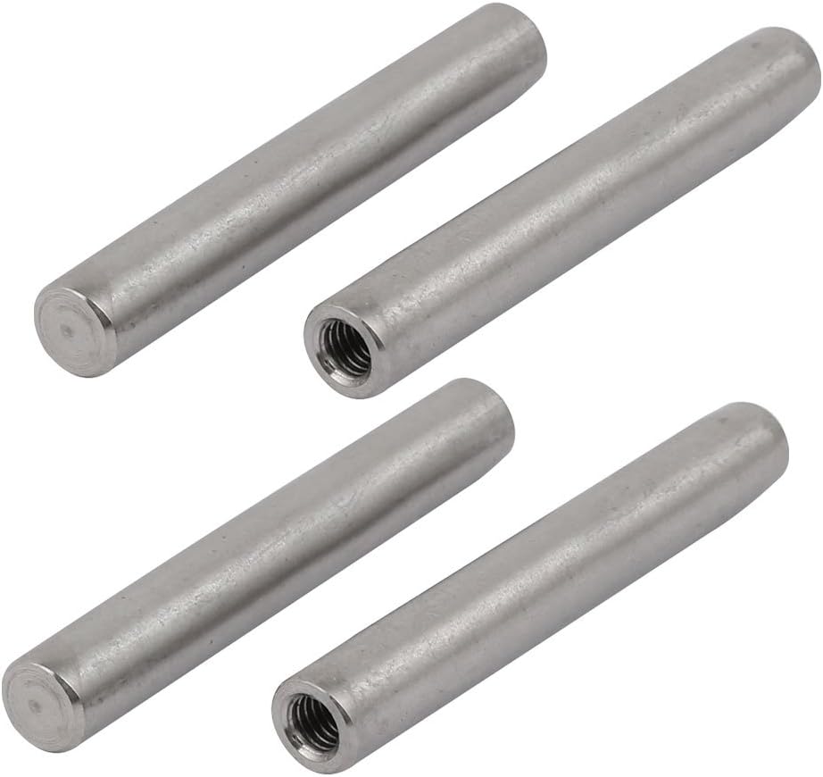 304 Stainless Steel M6 Female Thread 10mm x 70mm Cylindrical Dowel Pin 4pcs