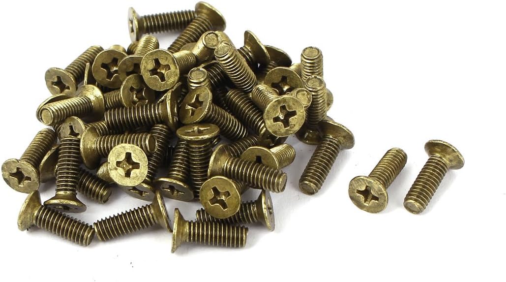 M4 x 12mm Brass Fastening Phillips Countersunk Screws GB819 50 Pcs
