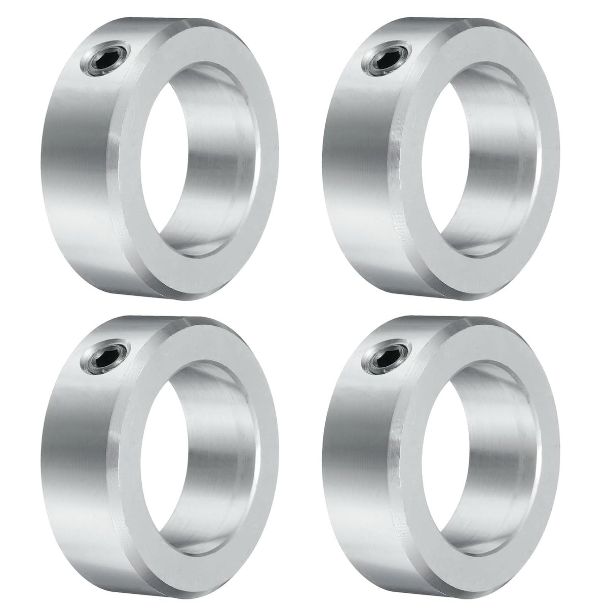 4pcs Set Screw Collars 1-1/2" Bore, Aluminum Shaft Collars, 2-1/4" OD and 3/4" Thickness, Set Screw Clamp Collar, Stop Collar for Linear Rod Shaft Guide
