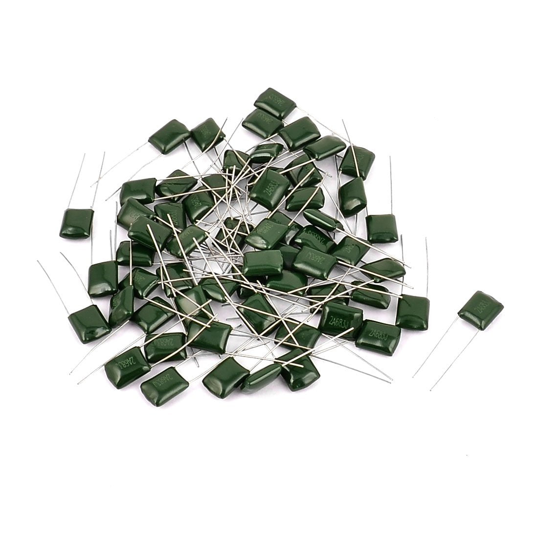 60pcs 2A683J 100V 0.068uF 5% Radial Lead Polyester Film Capacitor